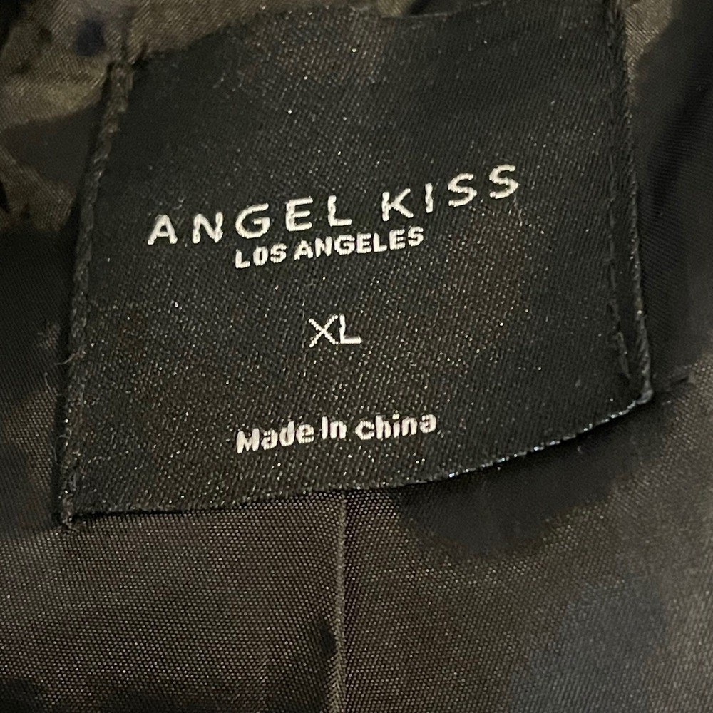 Angel Kiss Los Angeles Womens XL Gray Acid Wash Denim Puffer Vest Full Zip Y2K - Picture 5 of 9
